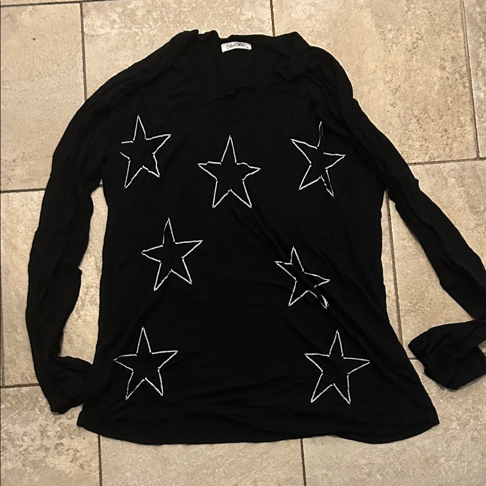 Lauren Moshi Black Top with White Star Design